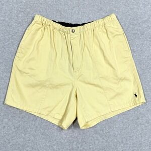 Vintage Polo Ralph Lauren Shorts Men Large Butter Yellow Elastic Waist Pony Logo